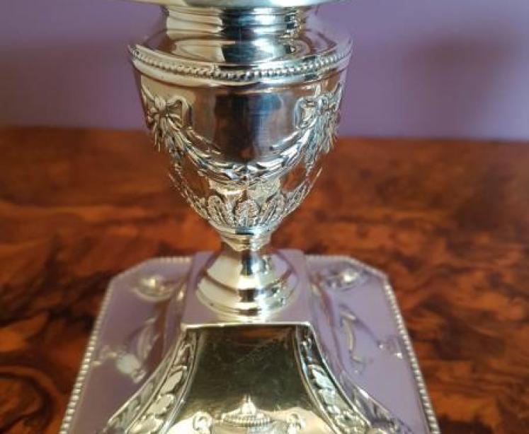 Pair of Antique Victorian Silver Candlesticks by James Deakin - Image 5