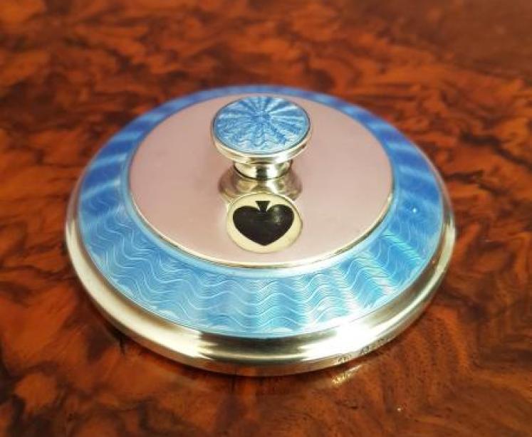 Unusual Antique Silver and Blue Enamel Trump Marker - Image 1