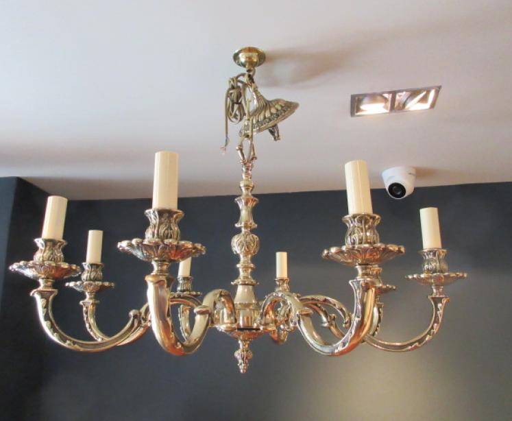 Edwardian Antique Cast Bronze Eight Arm Chandelier - Image 1