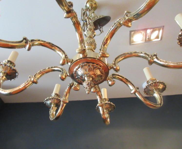Edwardian Antique Cast Bronze Eight Arm Chandelier - Image 2