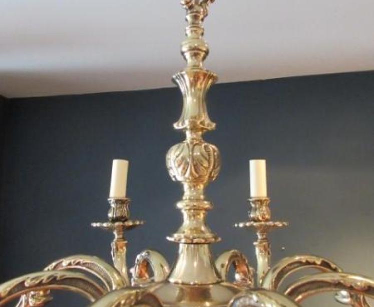 Edwardian Antique Cast Bronze Eight Arm Chandelier - Image 4