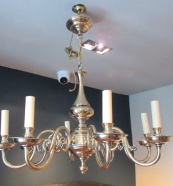 Edwardian Antique Cast Bronze Eight Arm Chandelier