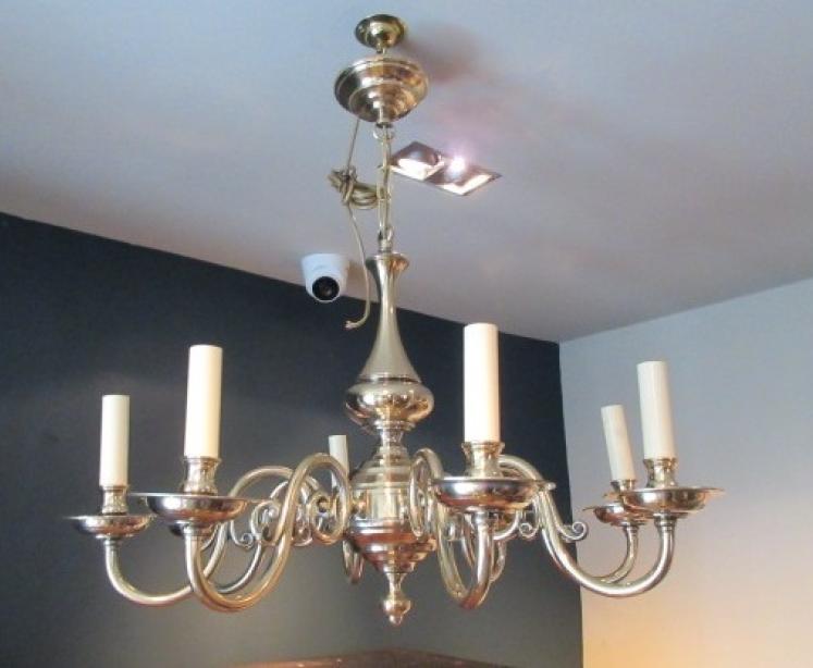 Edwardian Antique Cast Bronze Eight Arm Chandelier - Image 1