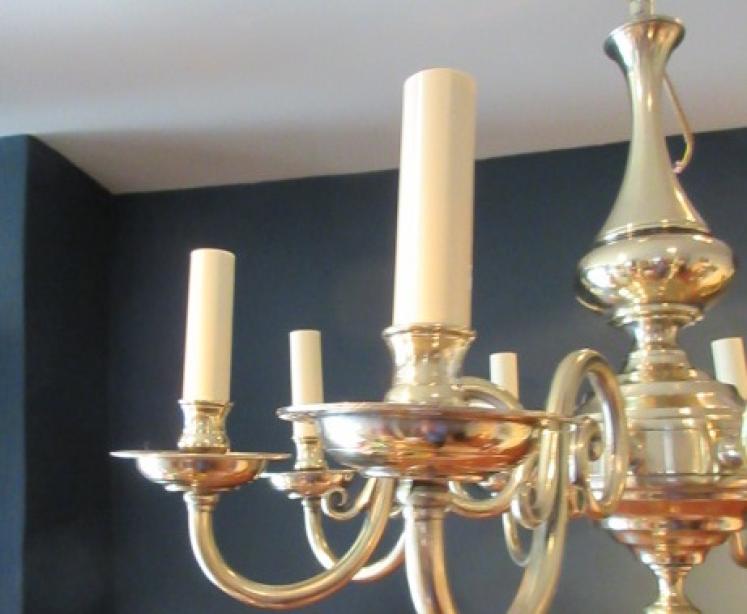 Edwardian Antique Cast Bronze Eight Arm Chandelier - Image 5