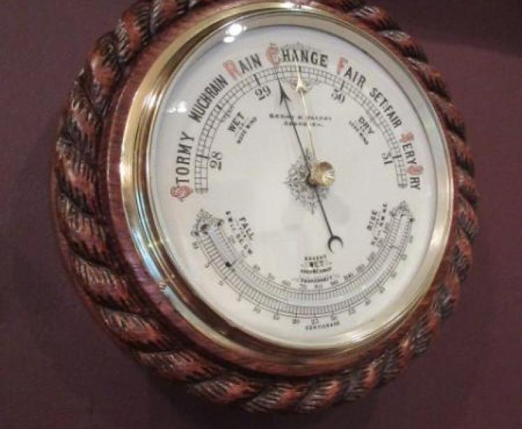 Mid Victorian Polished Oak Aberdeen Ship's Barometer - Image 1