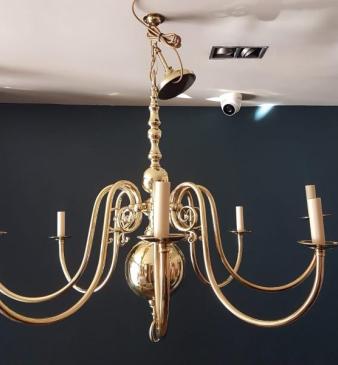 Large Edwardian Cast Brass 8 Arm Chandelier