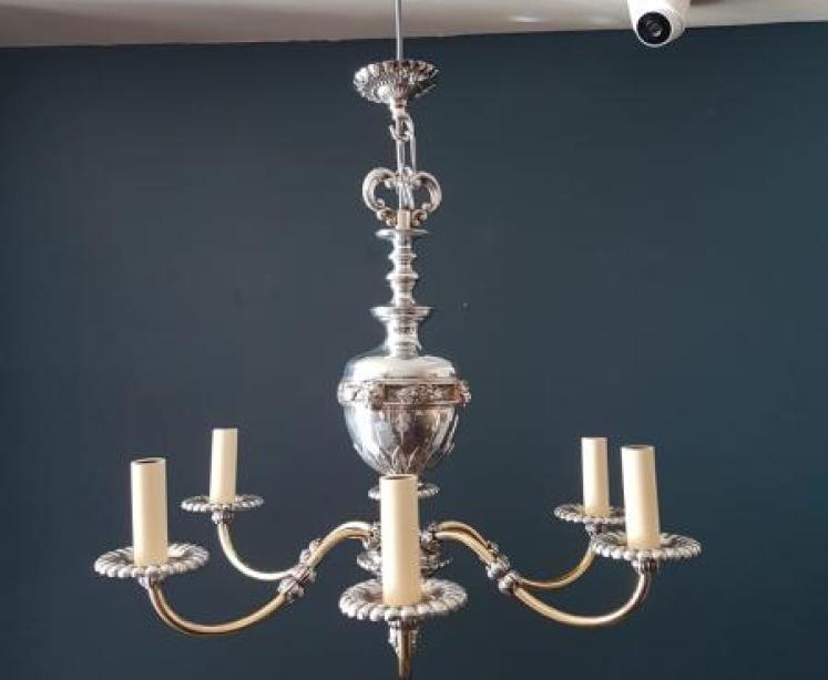 Quality Decorative 1920's Brass & Nickel Plated Chandelier - Image 1