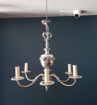 Quality Decorative 1920's Brass & Nickel Plated Chandelier