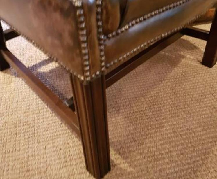 Original Antique 1920's Leather Wing Back Arm Chair - Image 2