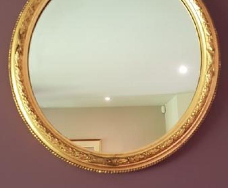 Antique Oval Plaster Gilt Wall Mirror - Image 1