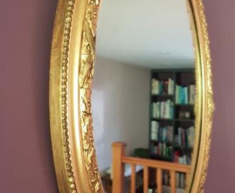 Antique Oval Plaster Gilt Wall Mirror - Image 2