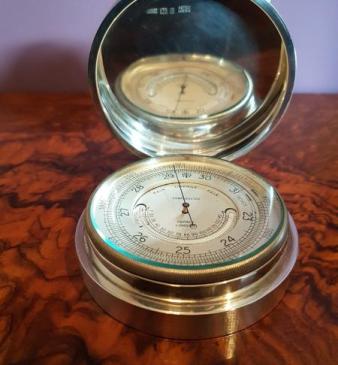 Superb Antiques Aspreys Solid Silver Desk Top Barometer Paperweight 