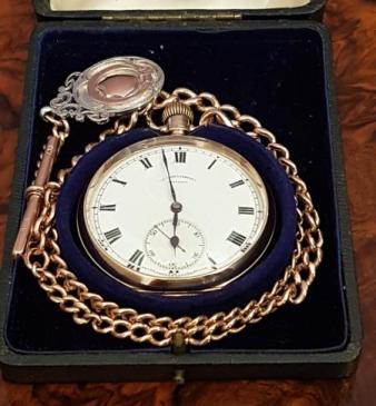   George V 9ct Gold Pocket Watch and Albert