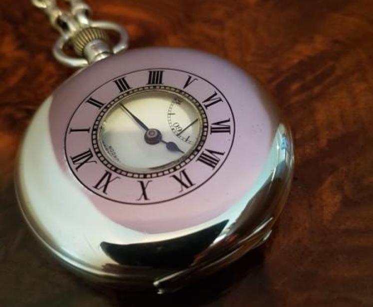 Benson Half Hunter Silver Pocket Watch And Albert Chain - Image 3