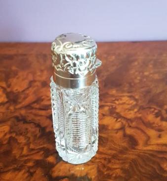 Victorian Antique Silver and Crystal Scent Bottle