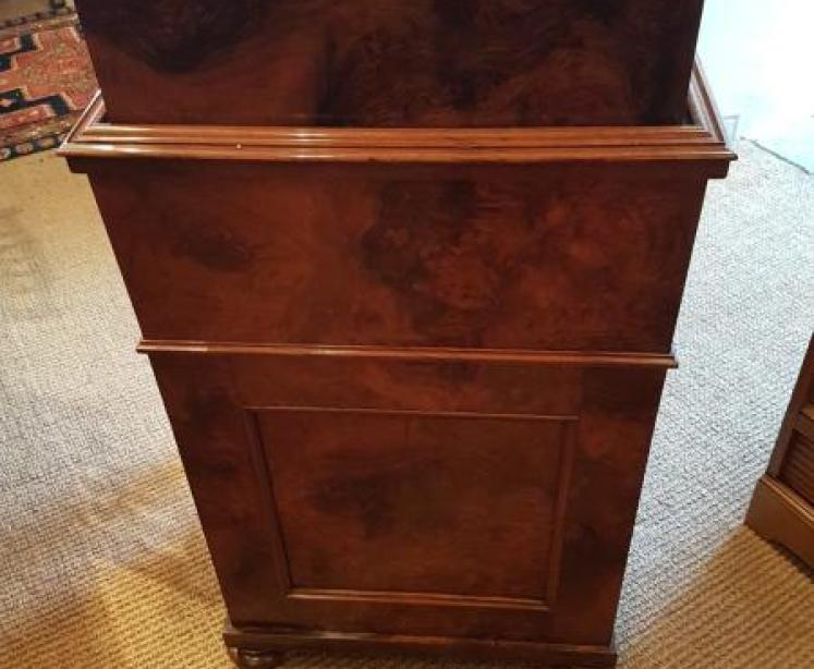 Superb Victorian Antique Burr Walnut Harlequin Davenport - Image 3