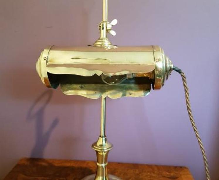 Antique 1920's Brass Adjustable Desk Lamp - Image 1