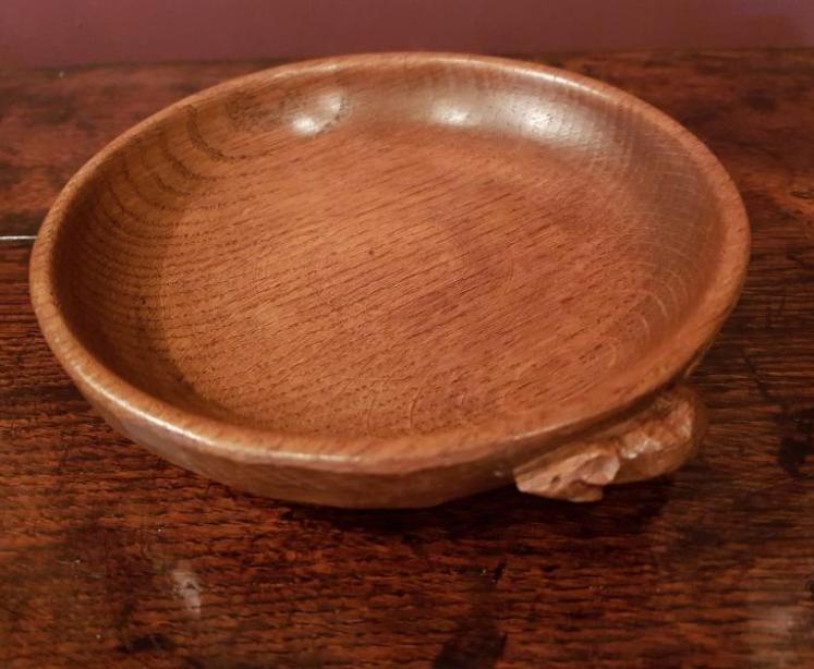 Thompsons of Kilburn Adzed Oak Mouseman Nut Bowl  - Image 1