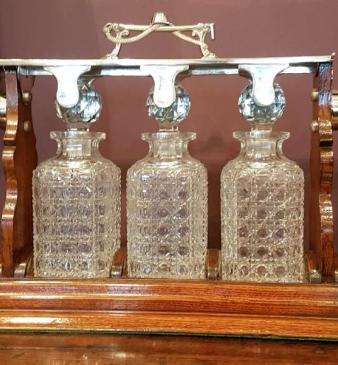 Antique Victorian Jockeys Cap 3 Bottle Tantalus