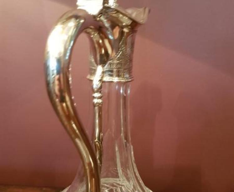 Victorian Cut Crystal and Silver Plated Mount Claret Jug - Image 2