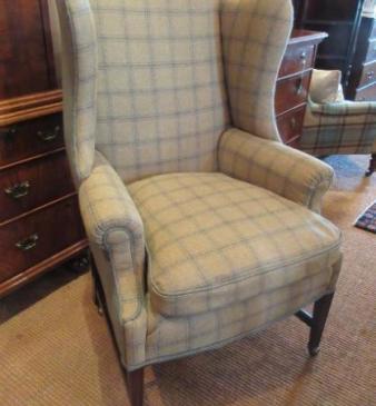 George III Period Upholstered Wing Armchair