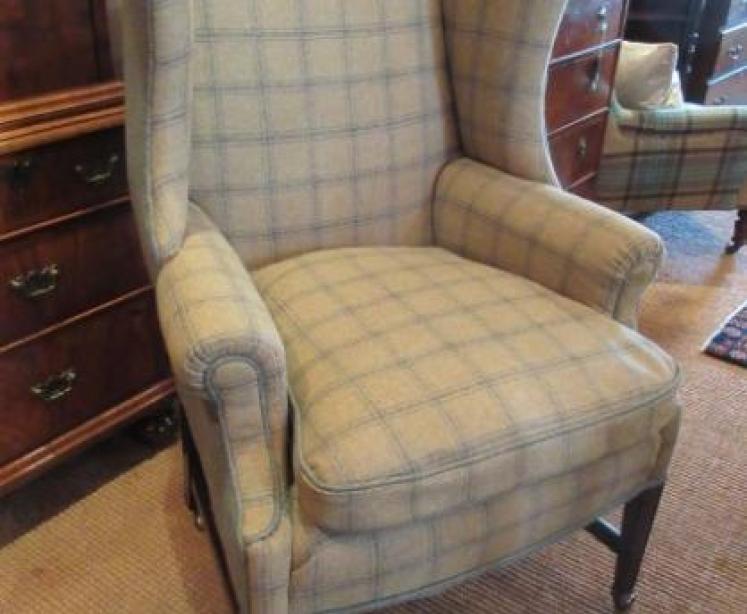 George III Period Upholstered Wing Armchair - Image 1