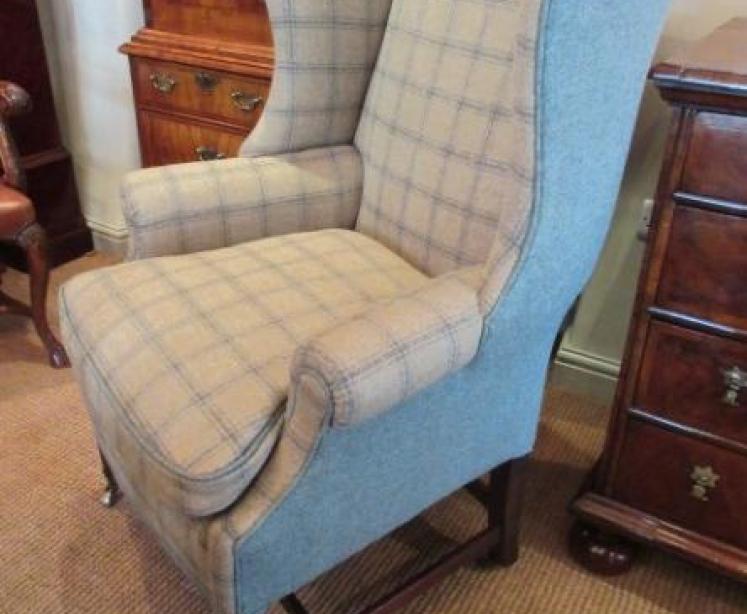 George III Period Upholstered Wing Armchair - Image 4