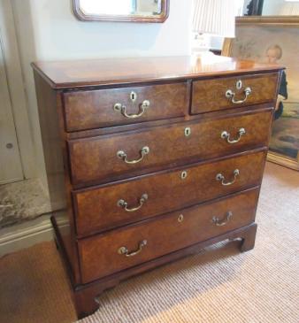 George III Period Burr Walnut Chest of Drawers
