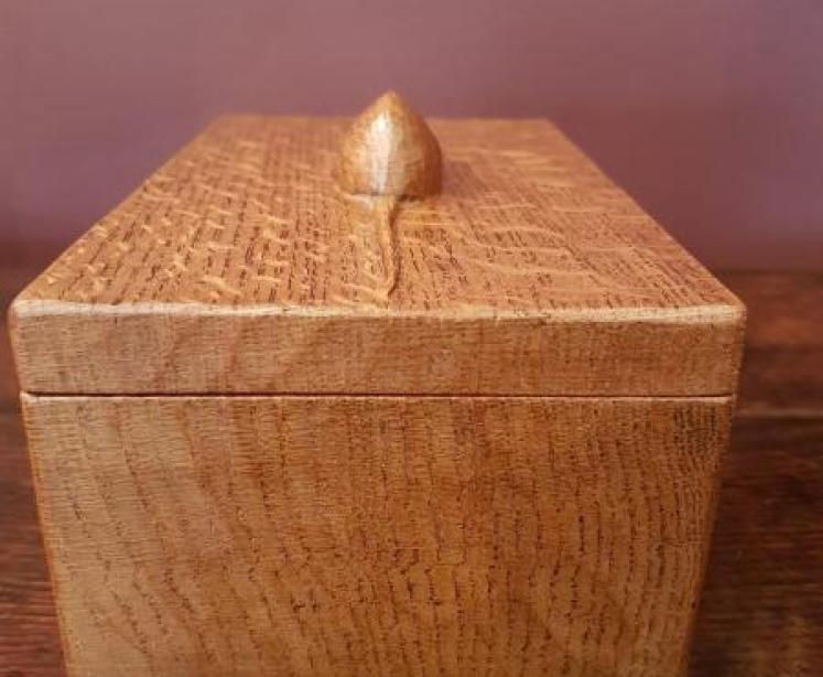Old Mouseman Adzed Oak Box  - Image 3