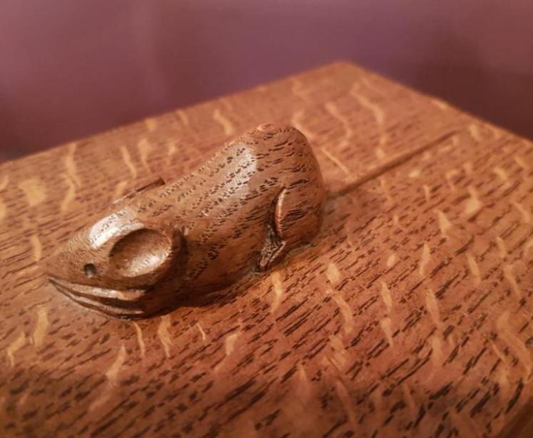 Old Mouseman Adzed Oak Box  - Image 5