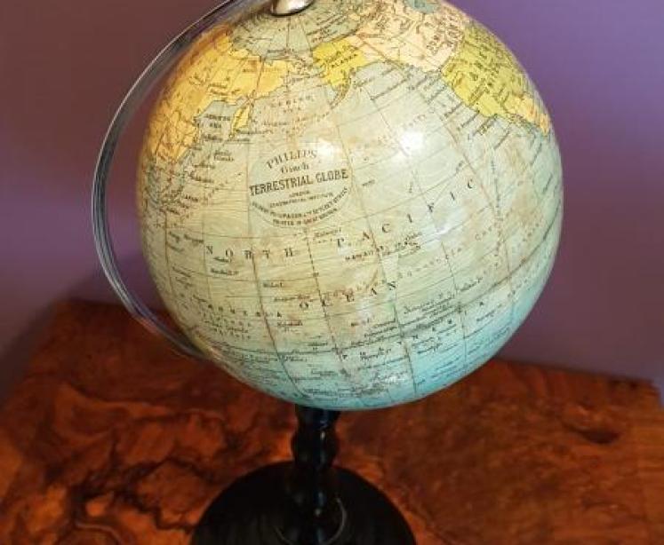 1930's Phillips paper mache 6" Globe - Image 5