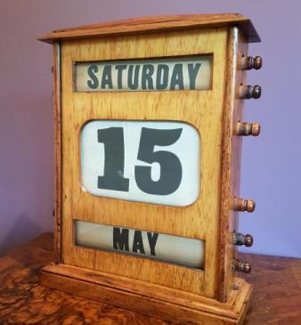 Large Victorian Oak Perpetual Desk Calendar