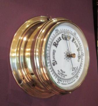 Antique Polished Brass Bulkhead Marine Barometer