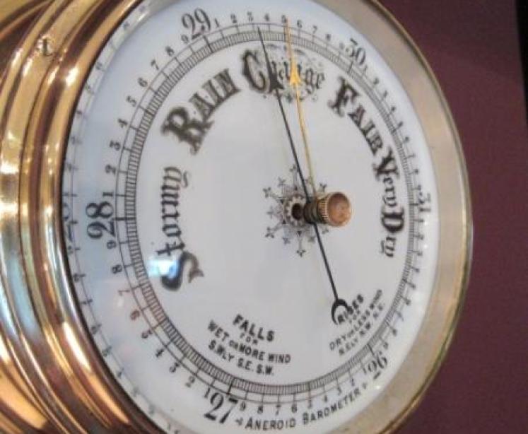 Antique Polished Brass Bulkhead Marine Barometer - Image 2