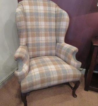 Victorian Antique Upholstered Wing Back Armchair