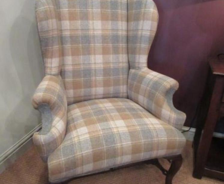 Victorian Antique Upholstered Wing Back Armchair - Image 1