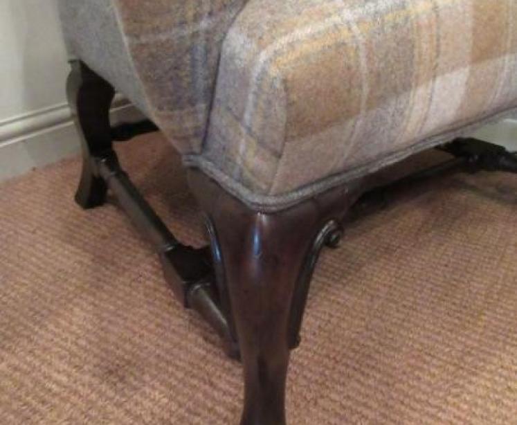 Victorian Antique Upholstered Wing Back Armchair - Image 4