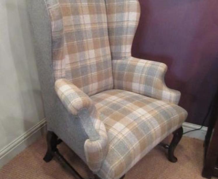 Victorian Antique Upholstered Wing Back Armchair - Image 5