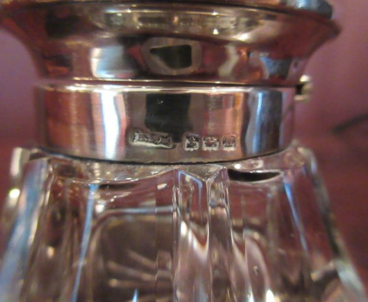 George V Silver & Turquoise Enamel Topped Inkwell - Image 3