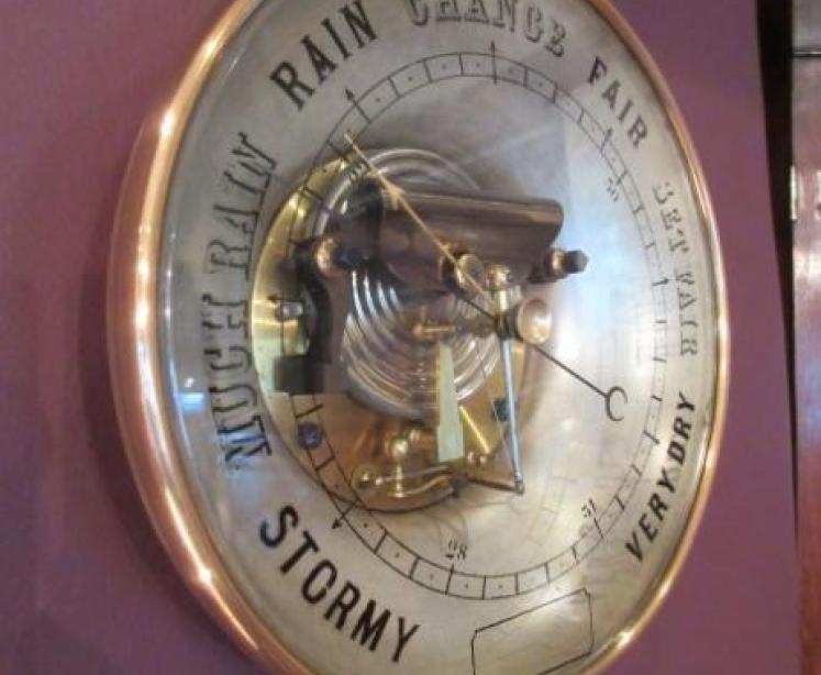 Large 19th Century Antique 8" Skeletonised Marine Barometer - Image 1