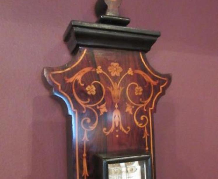 Top Quality Antique Rosewood Inlaid Banjo Barometer - Image 4