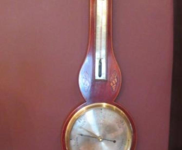 George III Period Sheraton Inlaid Banjo Barometer - Image 1
