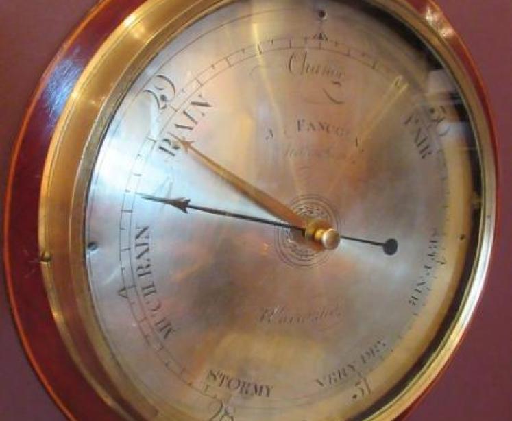George III Period Sheraton Inlaid Banjo Barometer - Image 2