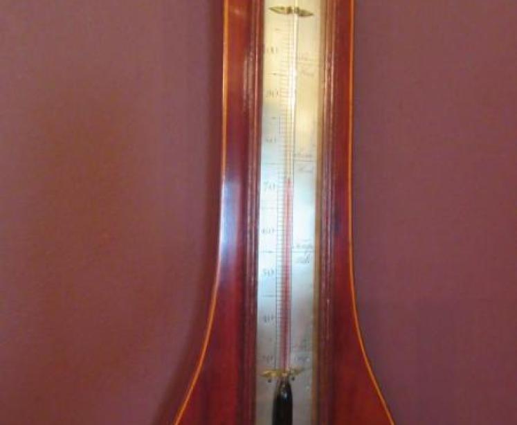 George III Period Sheraton Inlaid Banjo Barometer - Image 4