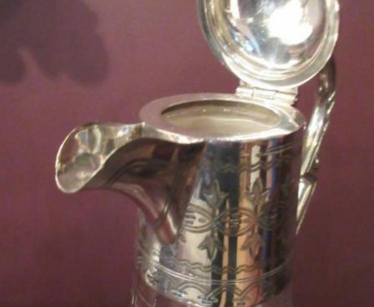 Late Victorian Antique Silvered Claret Jug - Image 4