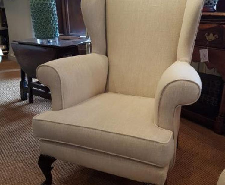 Pair of Sylish Edwardian Upholstered Wing Back Armchairs - Image 5