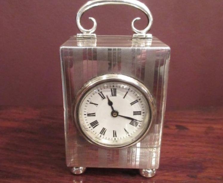 Fine George V Period Antique Solid Silver Carriage Clock - Image 1