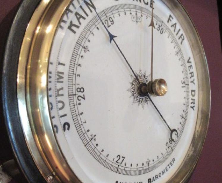 Large Antique Polished Steel  Marine Barometer - Image 2