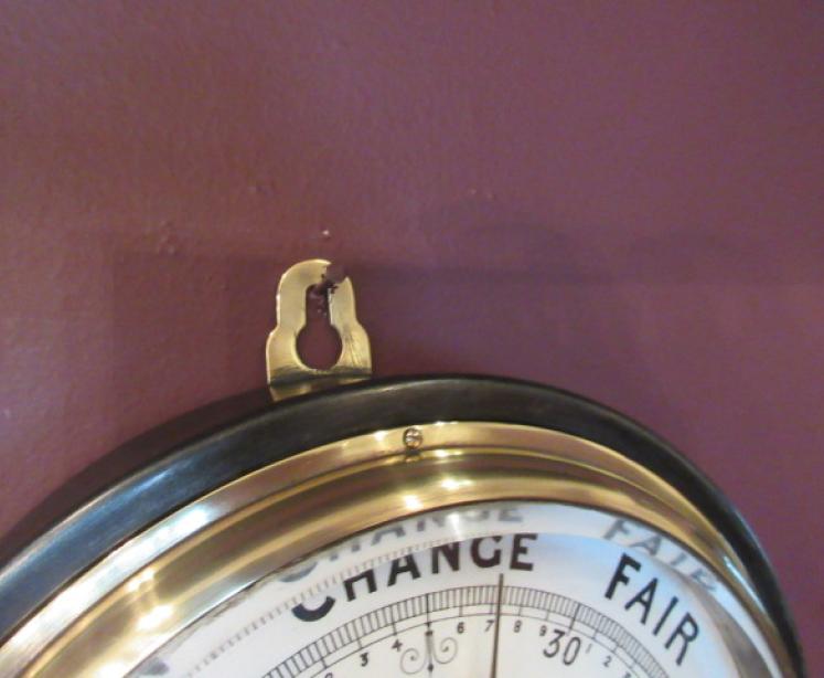 Large Antique Polished Steel  Marine Barometer - Image 3