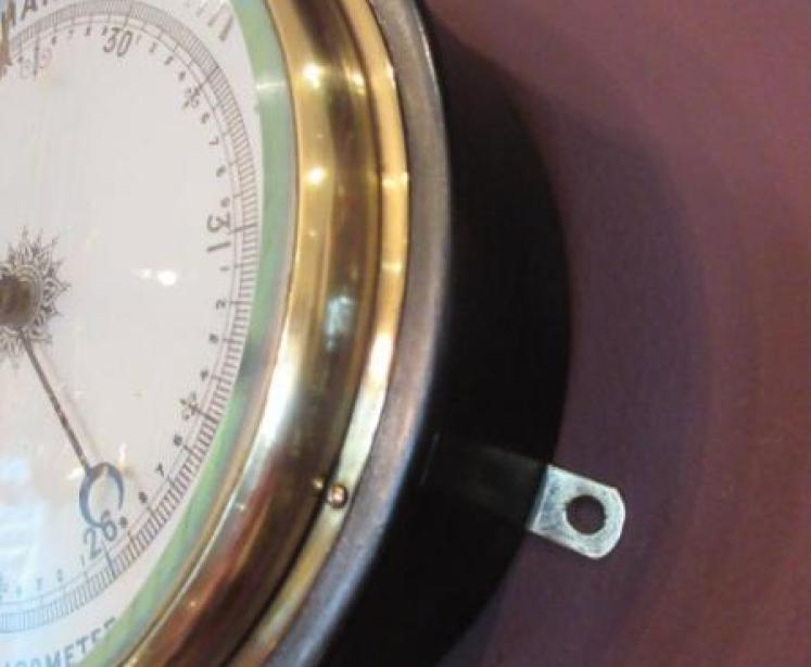 Large Antique Polished Steel  Marine Barometer - Image 4